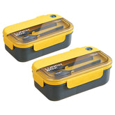 Kuber Industries Insulated Lunch Box for Kids & Adults|Premium Food-Grade PP Plastic|Leakproof & Spill Proof|Dishwasher & Microwave Safe Lunch Box|1000 ML|HX0043128|Yellow & Blue (Pack of 2)